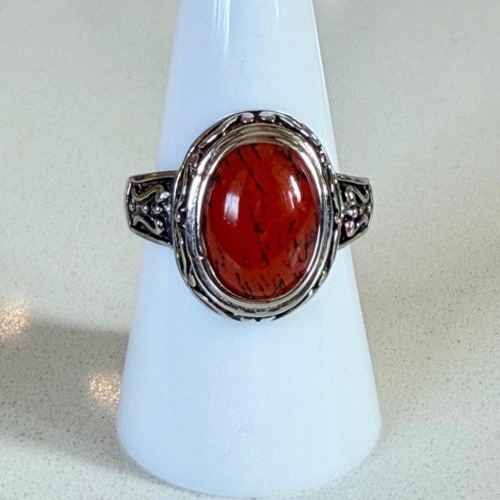 Premier Designs "Spice" Red Stone Statement Ring, Size 8